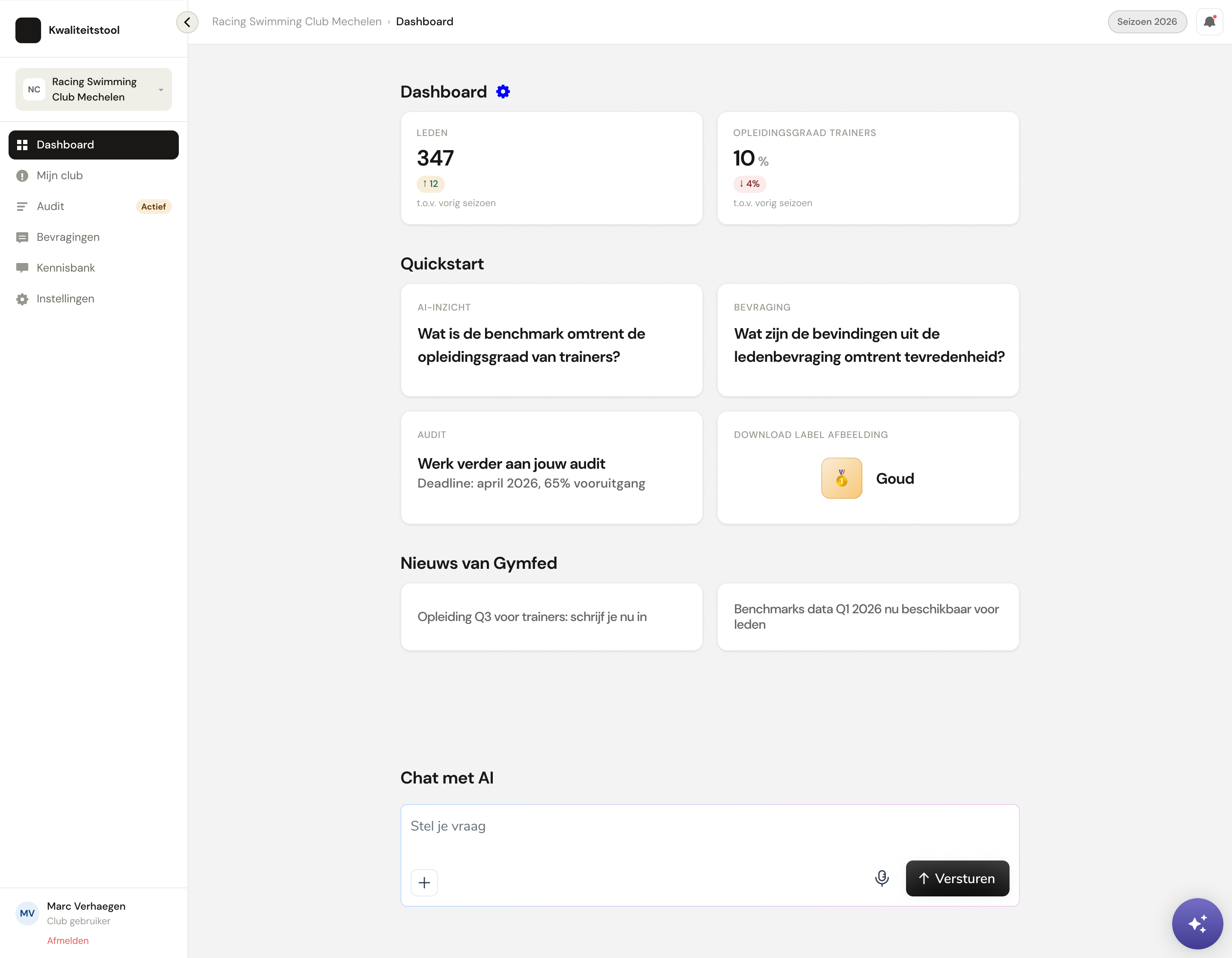 Dashboard met AI-chat